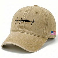 Fish And Forest Fishing Lover Heartbeat Gift Washed Cotton Baseball Cap