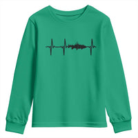 Fish And Forest Fishing Lover Heartbeat Gift Youth Sweatshirt - Wonder Print Shop