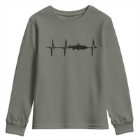 Fish And Forest Fishing Lover Heartbeat Gift Youth Sweatshirt - Wonder Print Shop