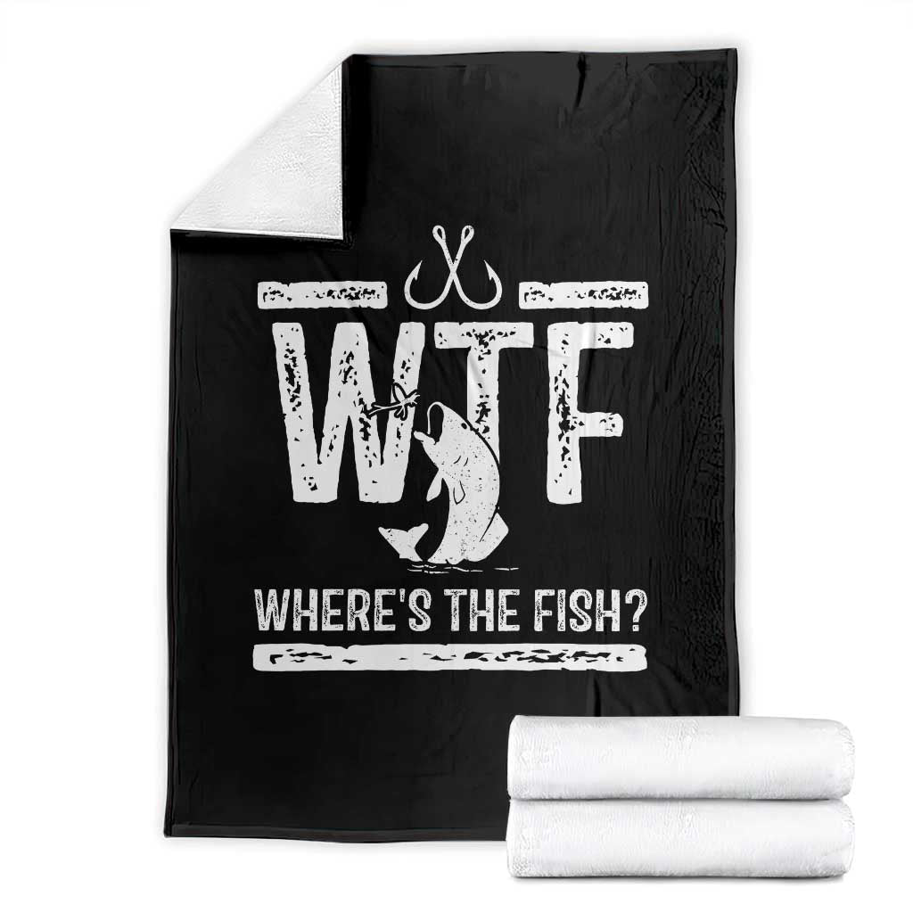 Where Is The Fish Throw Blanket Funny WTF Fishing Gift - Wonder Print Shop