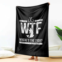 Where Is The Fish Throw Blanket Funny WTF Fishing Gift - Wonder Print Shop