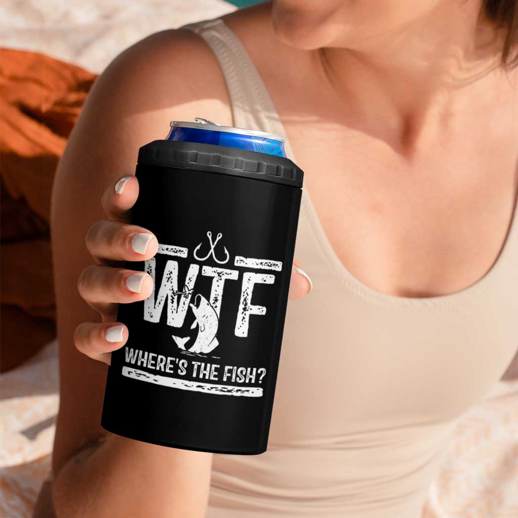 Where Is The Fish 4 in 1 Can Cooler Tumbler Funny WTF Fishing Gift