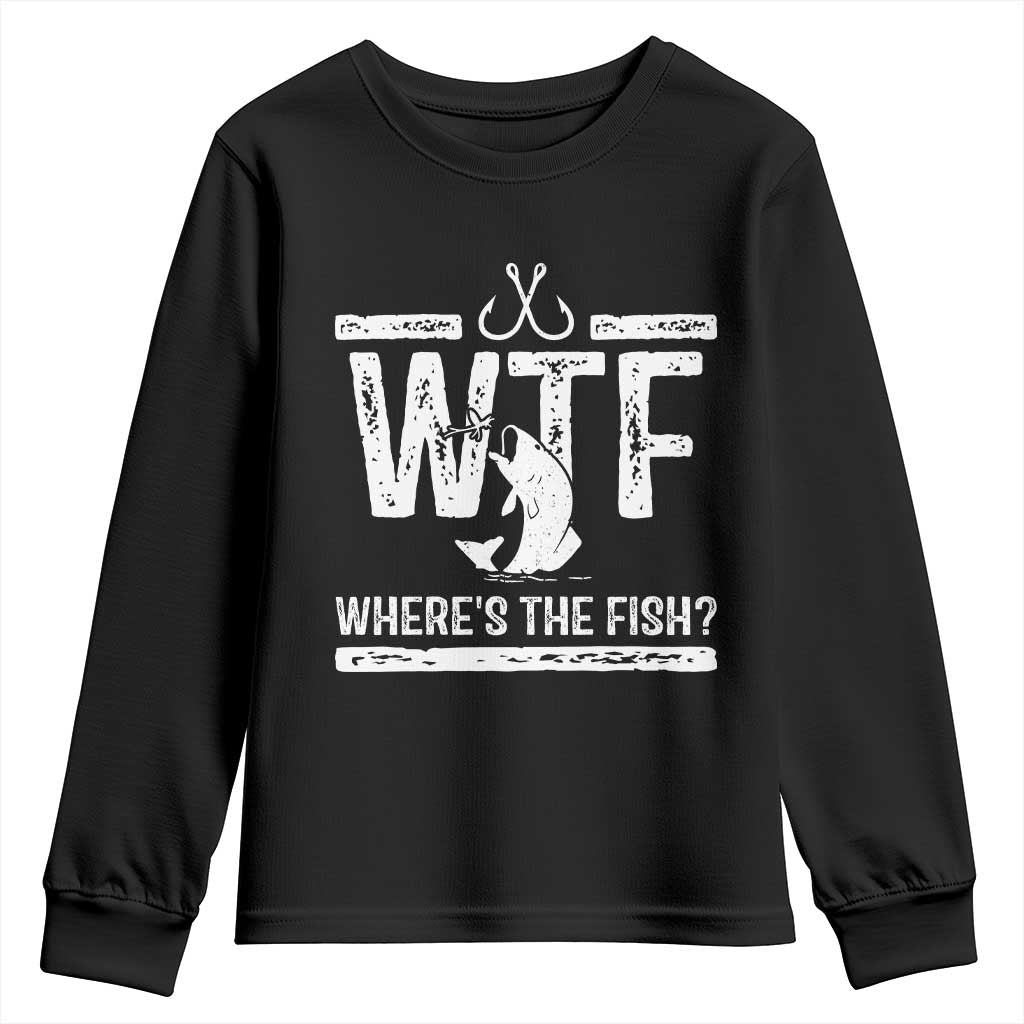Where Is The Fish Youth Sweatshirt Funny WTF Fishing Gift - Wonder Print Shop
