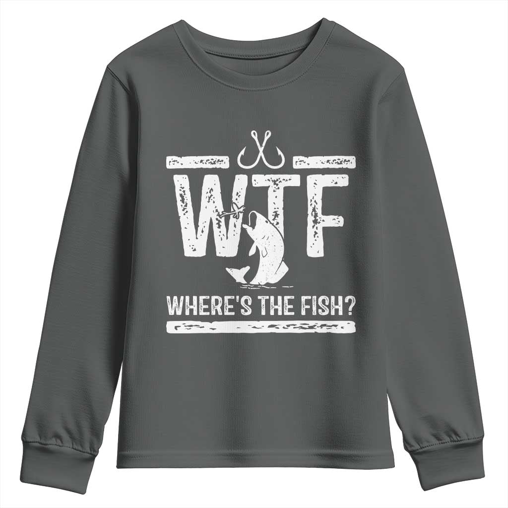 Where Is The Fish Youth Sweatshirt Funny WTF Fishing Gift - Wonder Print Shop