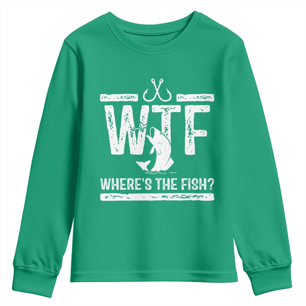 Where Is The Fish Youth Sweatshirt Funny WTF Fishing Gift - Wonder Print Shop