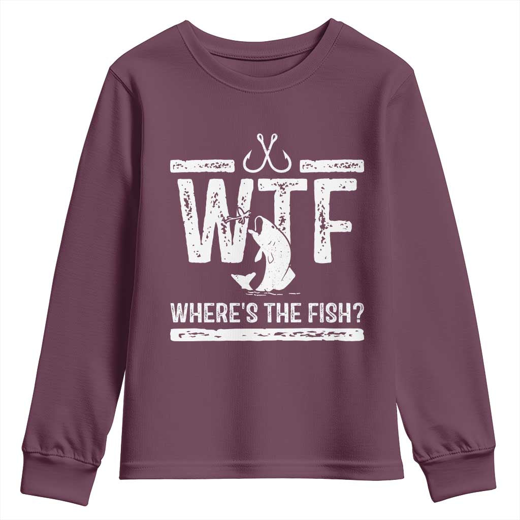 Where Is The Fish Youth Sweatshirt Funny WTF Fishing Gift - Wonder Print Shop