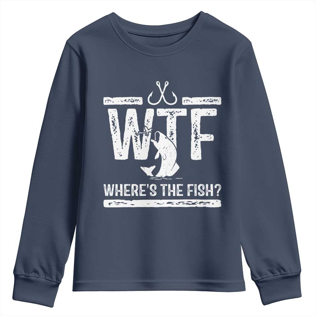 Where Is The Fish Youth Sweatshirt Funny WTF Fishing Gift - Wonder Print Shop