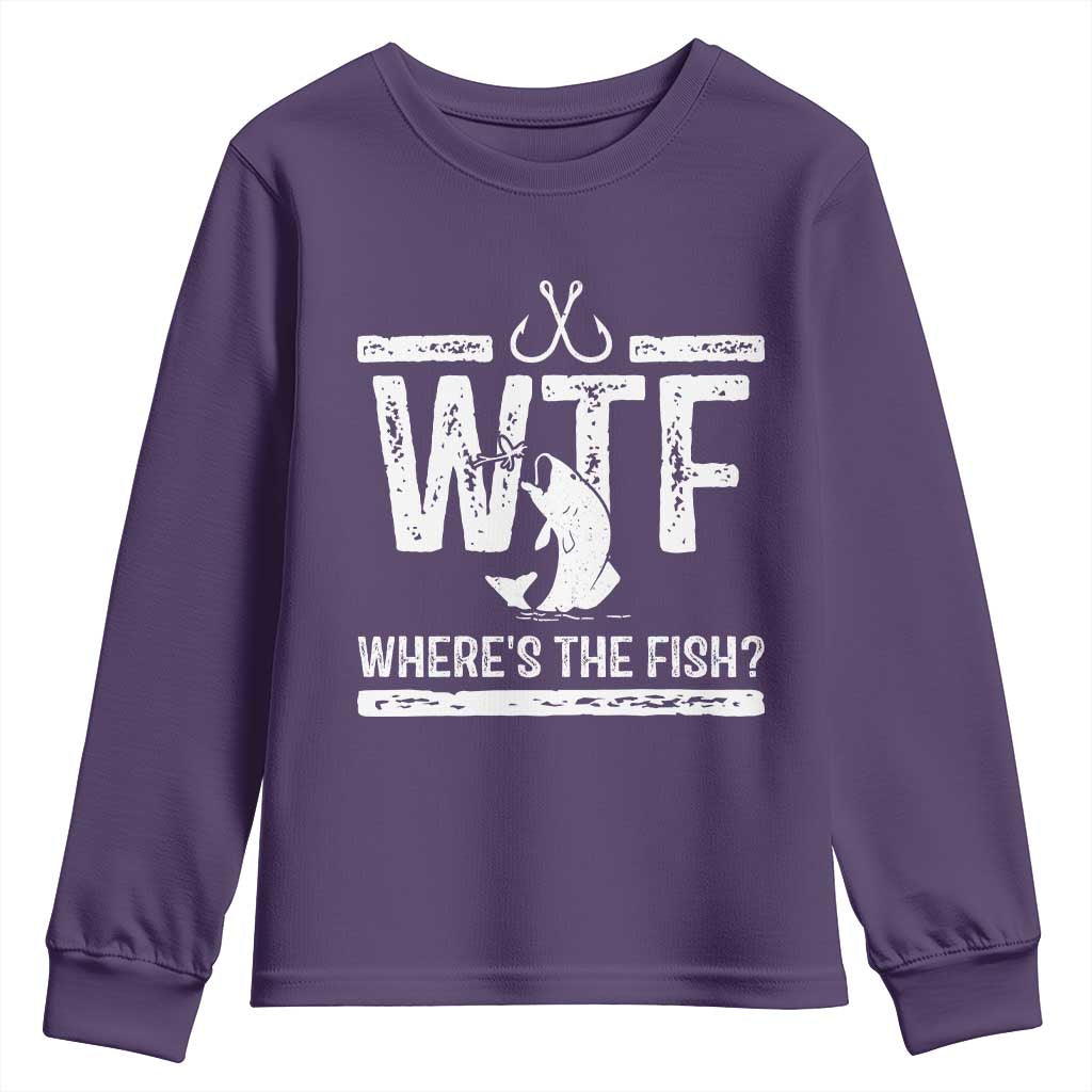 Where Is The Fish Youth Sweatshirt Funny WTF Fishing Gift - Wonder Print Shop
