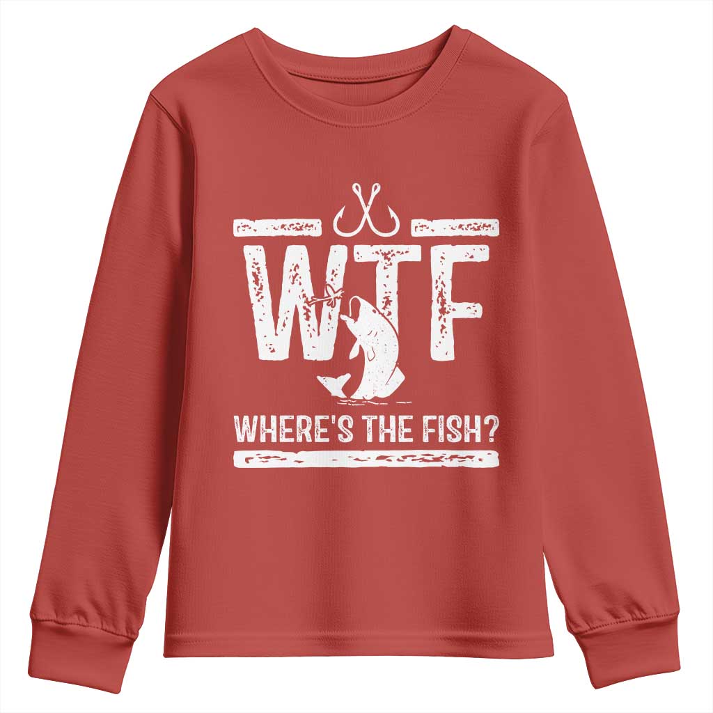 Where Is The Fish Youth Sweatshirt Funny WTF Fishing Gift - Wonder Print Shop