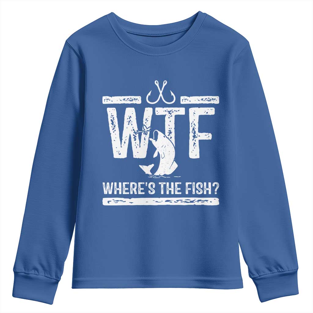 Where Is The Fish Youth Sweatshirt Funny WTF Fishing Gift - Wonder Print Shop