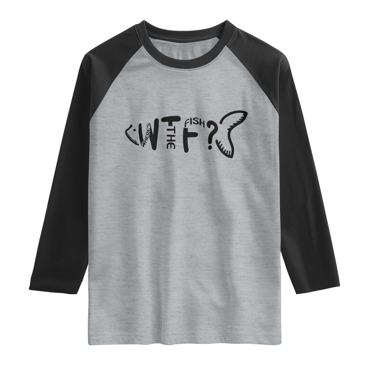 WTF Where Is The Fish Raglan Shirt Funny Fisherman Gift