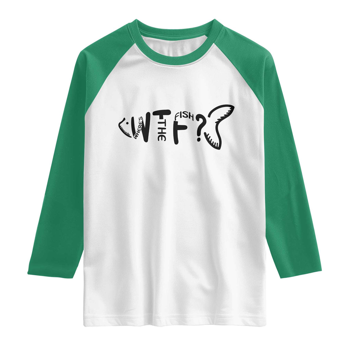 WTF Where Is The Fish Raglan Shirt Funny Fisherman Gift