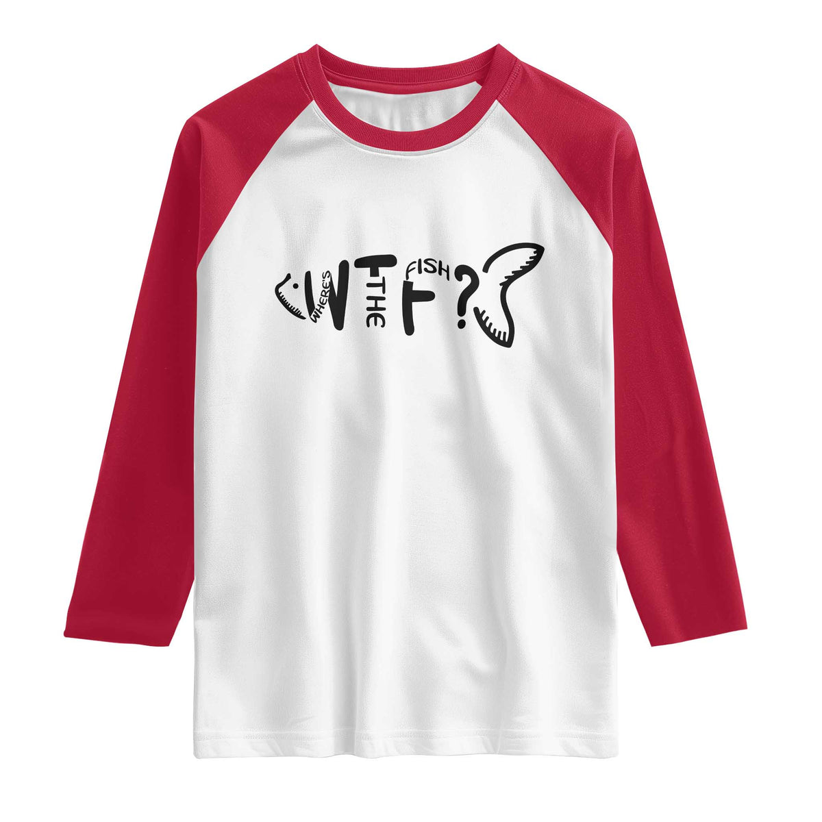 WTF Where Is The Fish Raglan Shirt Funny Fisherman Gift