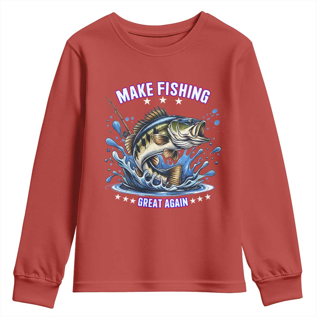 Funny Make Fishing Great Again Youth Sweatshirt Fisherman Gift - Wonder Print Shop