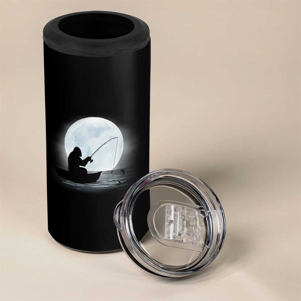 Funny Fisherman Gift 4 in 1 Can Cooler Tumbler Bigfoot Fishing