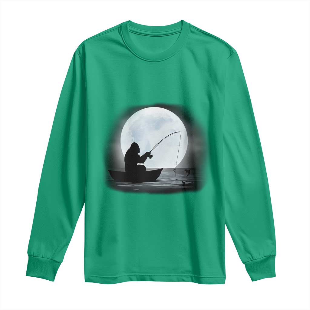 Funny Fisherman Gift Long Sleeve Shirt Bigfoot Fishing - Wonder Print Shop