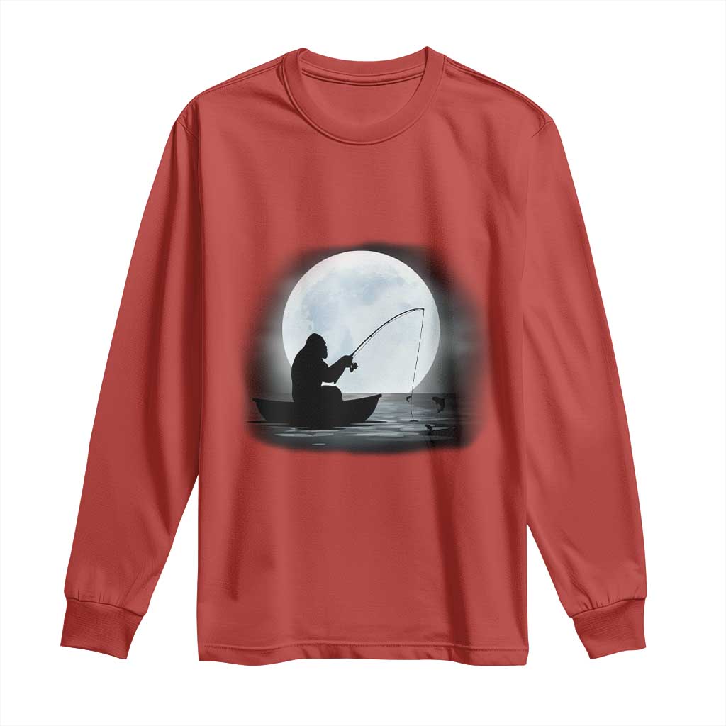 Funny Fisherman Gift Long Sleeve Shirt Bigfoot Fishing - Wonder Print Shop