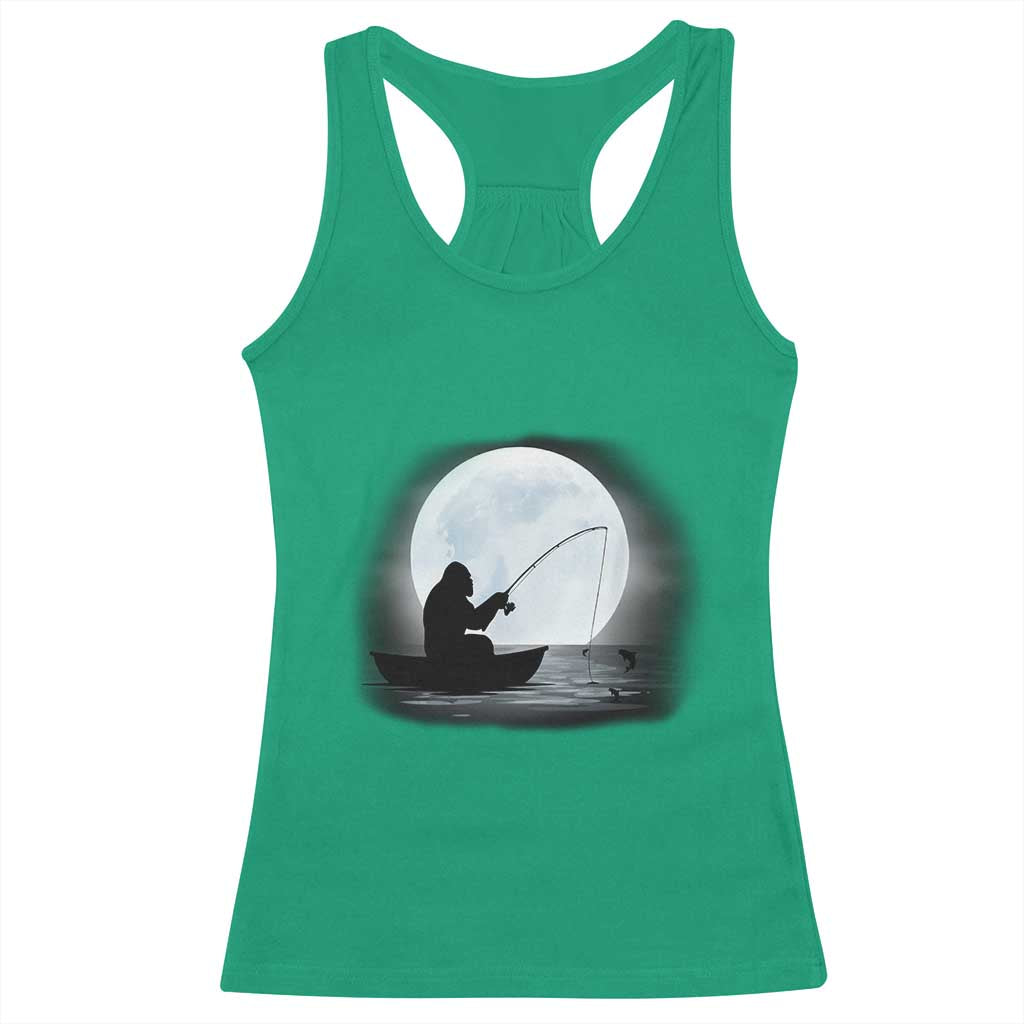 Funny Fisherman Gift Racerback Tank Top Bigfoot Fishing - Wonder Print Shop