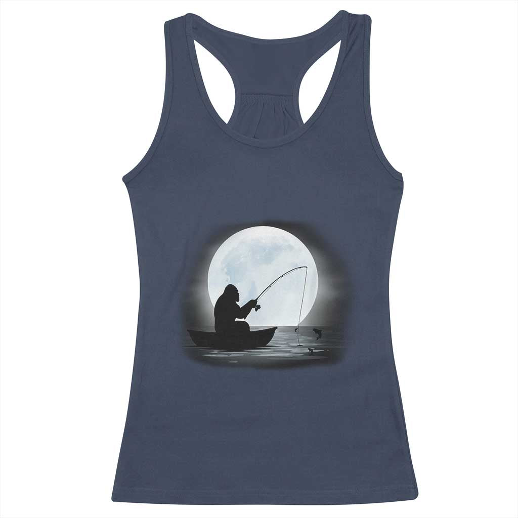 Funny Fisherman Gift Racerback Tank Top Bigfoot Fishing - Wonder Print Shop