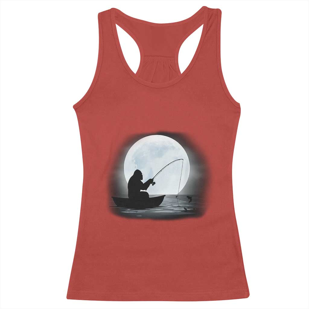 Funny Fisherman Gift Racerback Tank Top Bigfoot Fishing - Wonder Print Shop