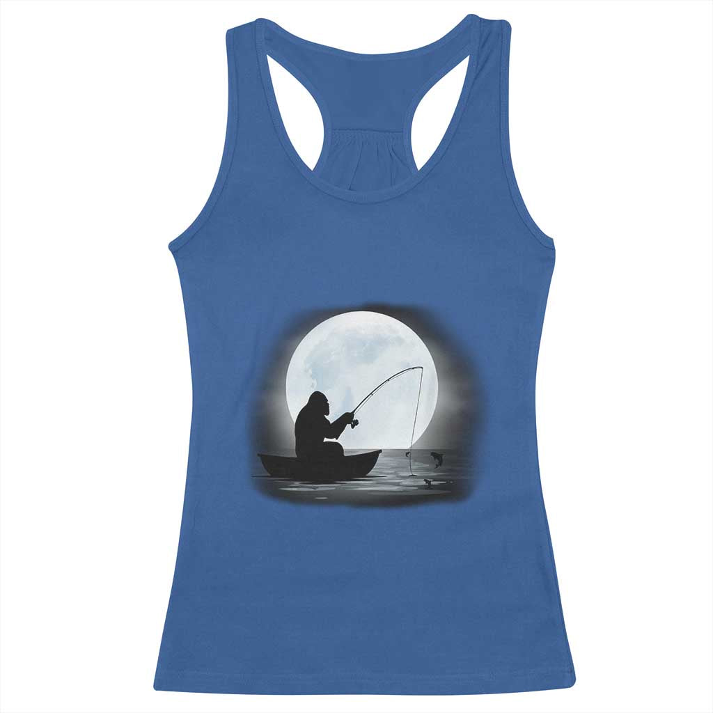Funny Fisherman Gift Racerback Tank Top Bigfoot Fishing - Wonder Print Shop