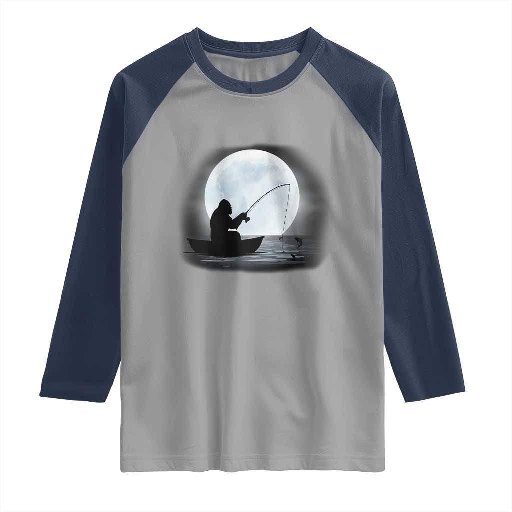 Funny Fisherman Gift Raglan Shirt Bigfoot Fishing - Wonder Print Shop