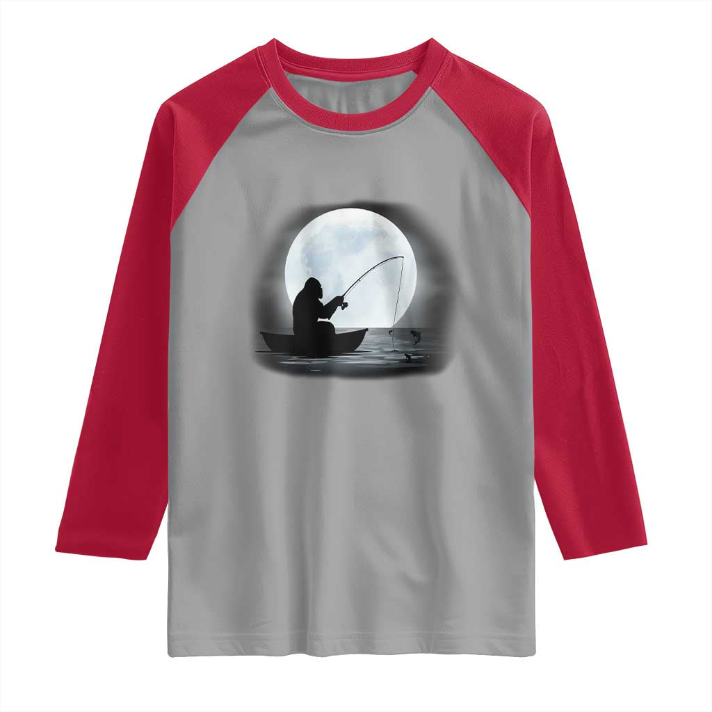 Funny Fisherman Gift Raglan Shirt Bigfoot Fishing - Wonder Print Shop