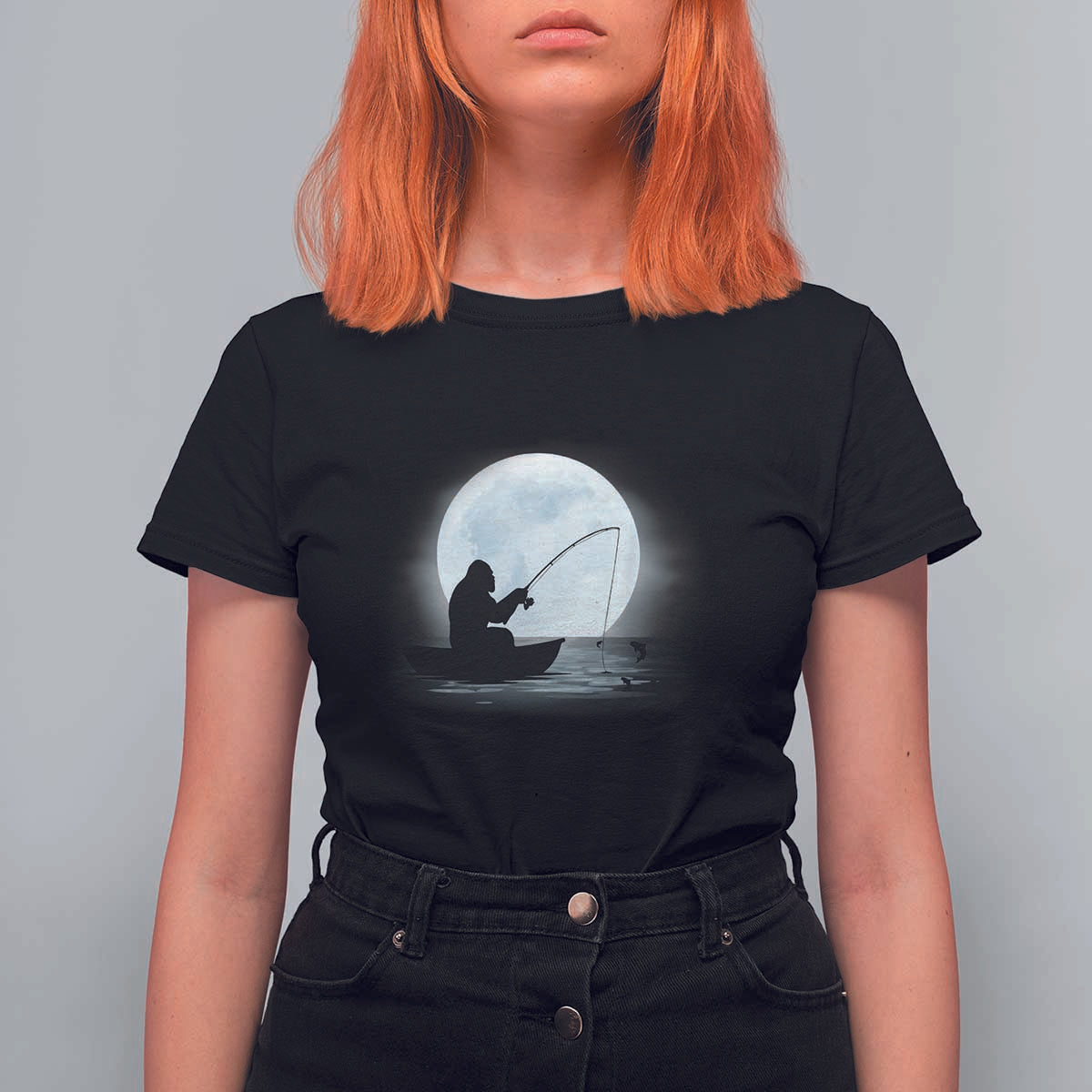 Funny Fisherman Gift T Shirt For Women Bigfoot Fishing - Wonder Print Shop