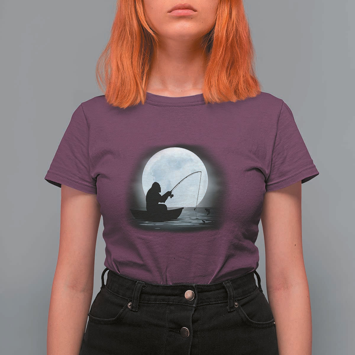 Funny Fisherman Gift T Shirt For Women Bigfoot Fishing - Wonder Print Shop