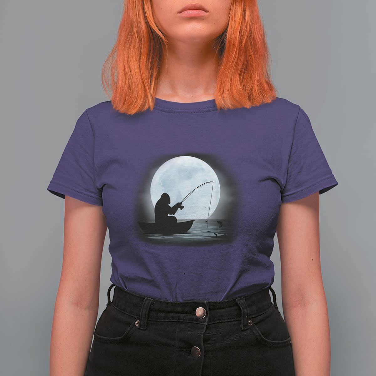 Funny Fisherman Gift T Shirt For Women Bigfoot Fishing - Wonder Print Shop