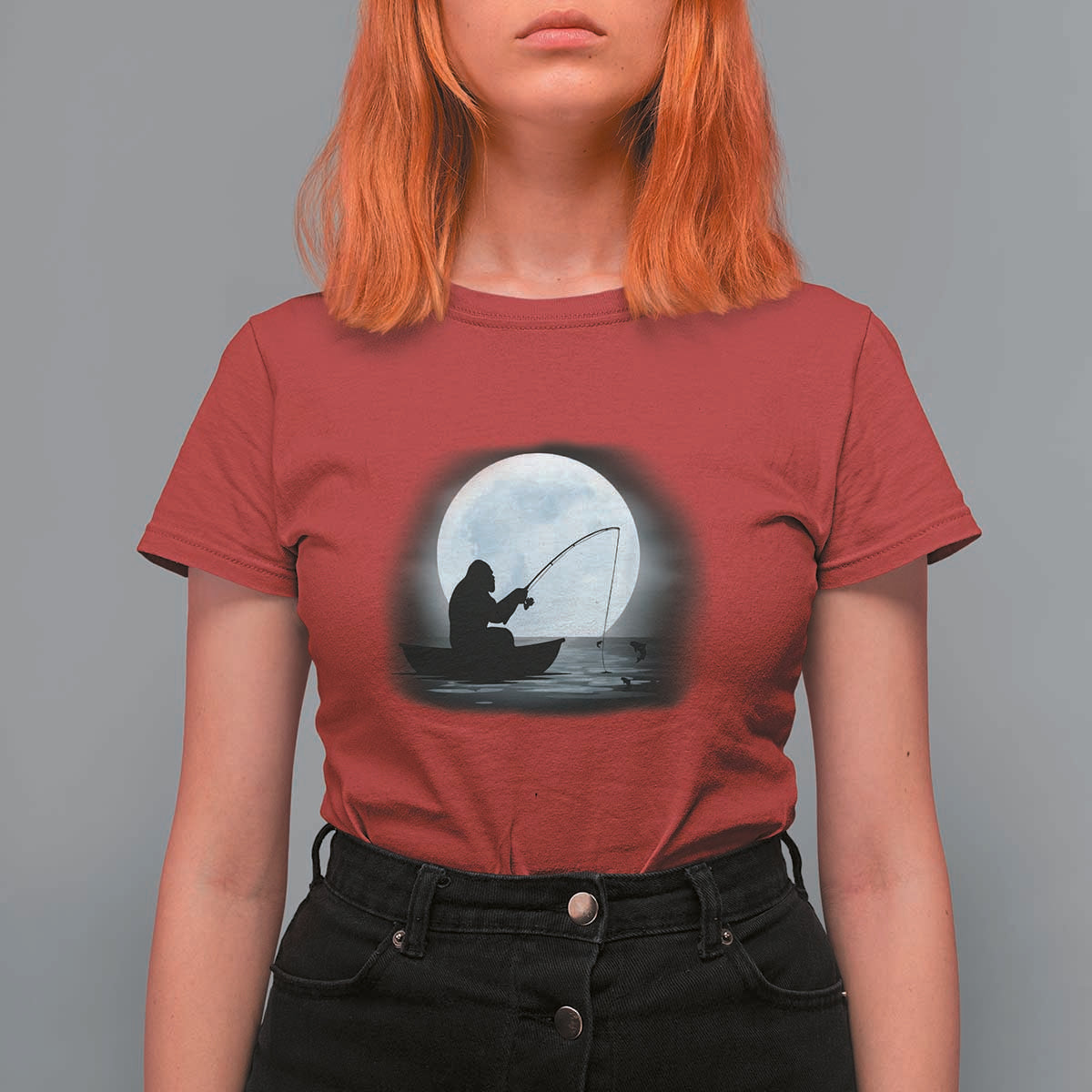 Funny Fisherman Gift T Shirt For Women Bigfoot Fishing - Wonder Print Shop