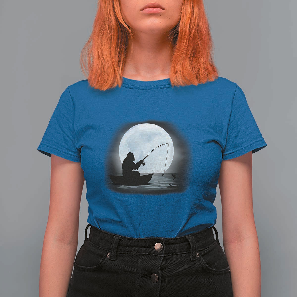 Funny Fisherman Gift T Shirt For Women Bigfoot Fishing - Wonder Print Shop