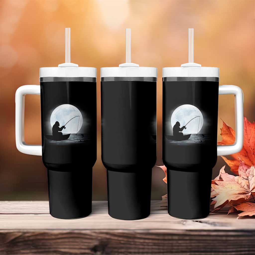 Funny Fisherman Gift Tumbler With Handle Bigfoot Fishing