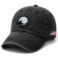 Funny Fisherman Gift Washed Cotton Baseball Cap Bigfoot Fishing
