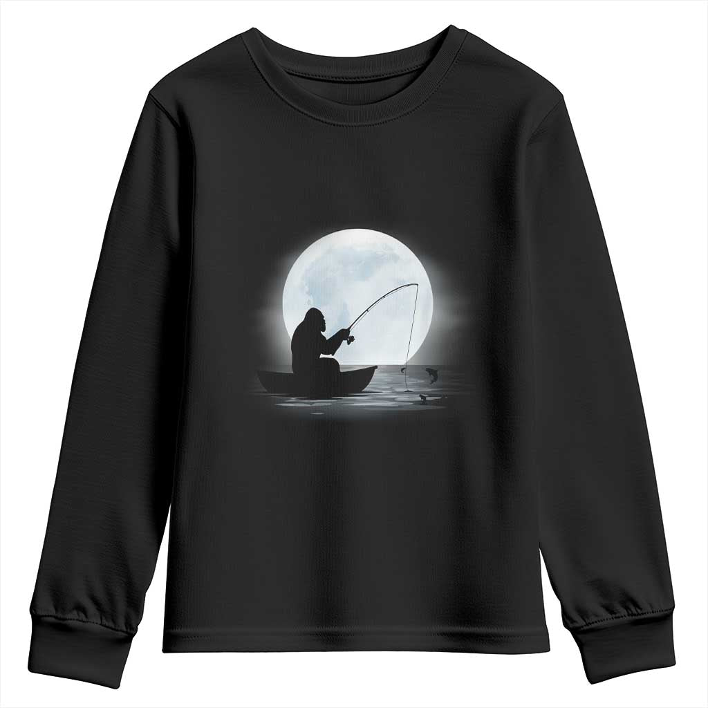 Funny Fisherman Gift Youth Sweatshirt Bigfoot Fishing - Wonder Print Shop