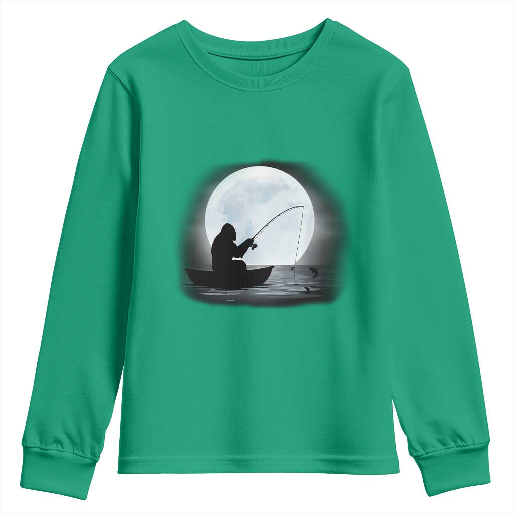 Funny Fisherman Gift Youth Sweatshirt Bigfoot Fishing - Wonder Print Shop