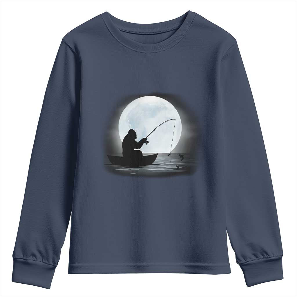 Funny Fisherman Gift Youth Sweatshirt Bigfoot Fishing - Wonder Print Shop
