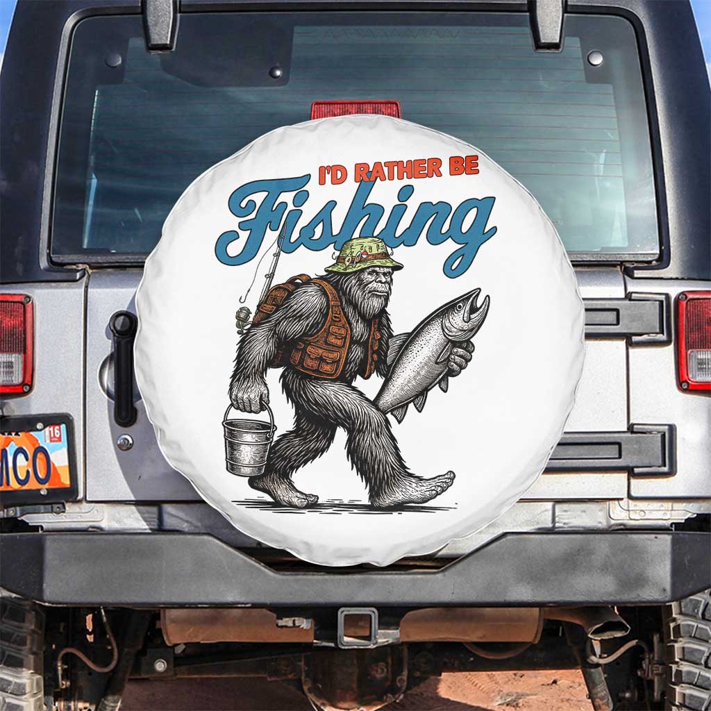 Id Rather Be Fishing Spare Tire Cover Funny Bigfoot Fishing - Wonder Print Shop