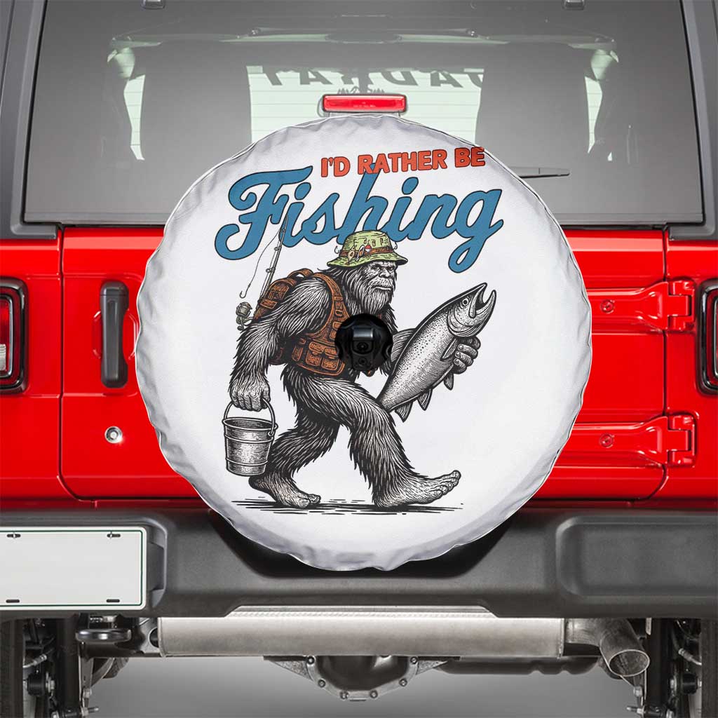 Id Rather Be Fishing Spare Tire Cover Funny Bigfoot Fishing - Wonder Print Shop