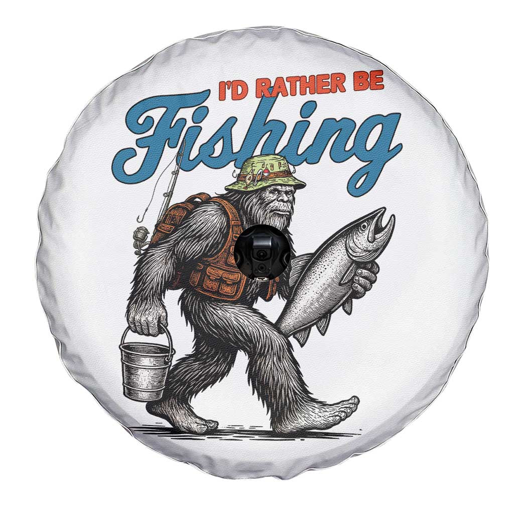 Id Rather Be Fishing Spare Tire Cover Funny Bigfoot Fishing - Wonder Print Shop