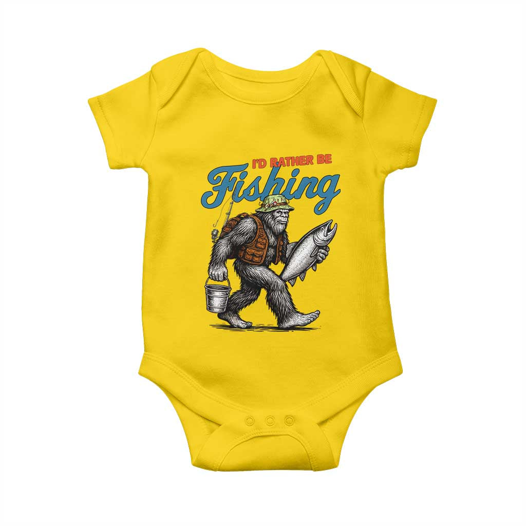 Id Rather Be Fishing Baby Onesie Funny Bigfoot Fishing - Wonder Print Shop