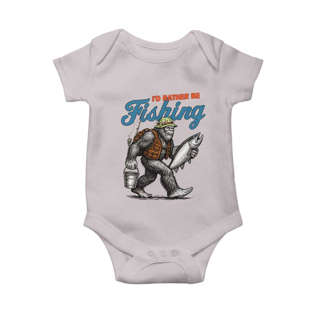 Id Rather Be Fishing Baby Onesie Funny Bigfoot Fishing - Wonder Print Shop