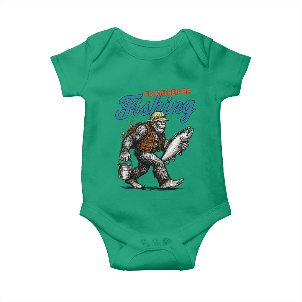 Id Rather Be Fishing Baby Onesie Funny Bigfoot Fishing - Wonder Print Shop