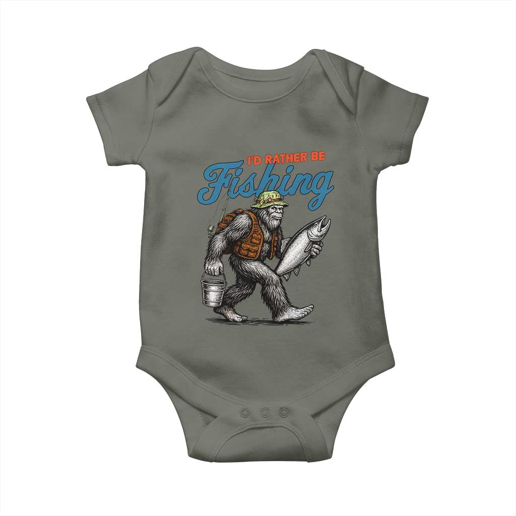 Id Rather Be Fishing Baby Onesie Funny Bigfoot Fishing - Wonder Print Shop