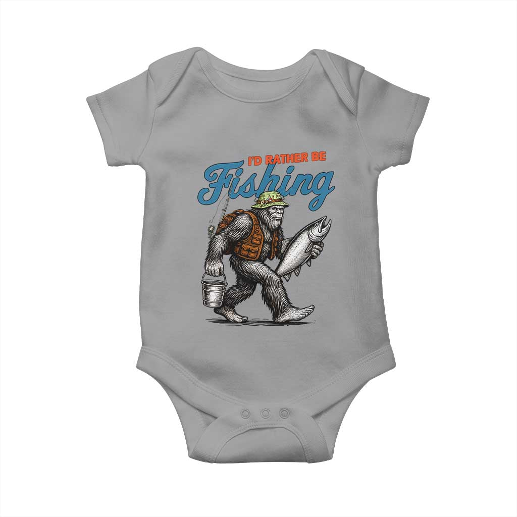 Id Rather Be Fishing Baby Onesie Funny Bigfoot Fishing - Wonder Print Shop