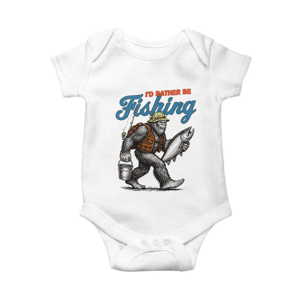 Id Rather Be Fishing Baby Onesie Funny Bigfoot Fishing - Wonder Print Shop