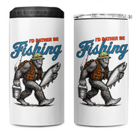 Id Rather Be Fishing 4 in 1 Can Cooler Tumbler Funny Bigfoot Fishing