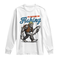 Id Rather Be Fishing Long Sleeve Shirt Funny Bigfoot Fishing - Wonder Print Shop