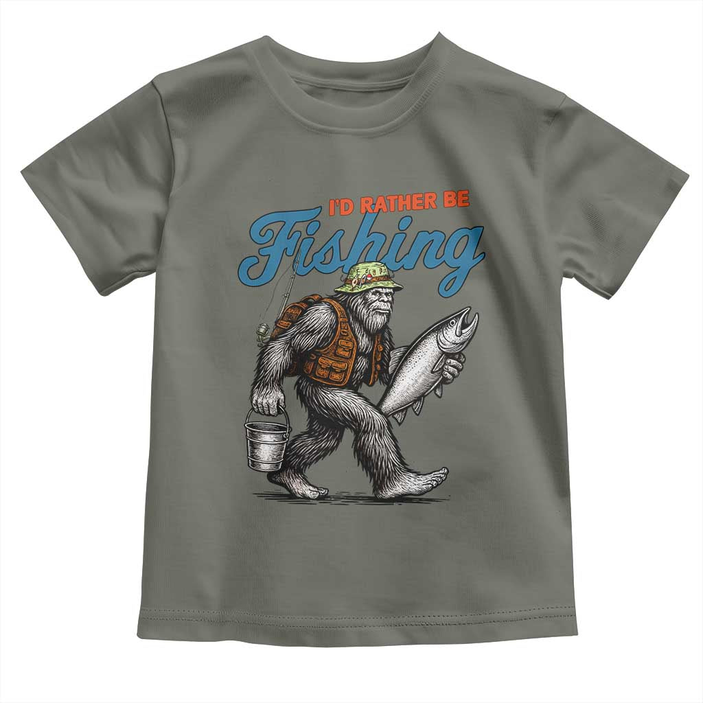 Id Rather Be Fishing Toddler T Shirt Funny Bigfoot Fishing - Wonder Print Shop