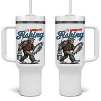 Id Rather Be Fishing Tumbler With Handle Funny Bigfoot Fishing